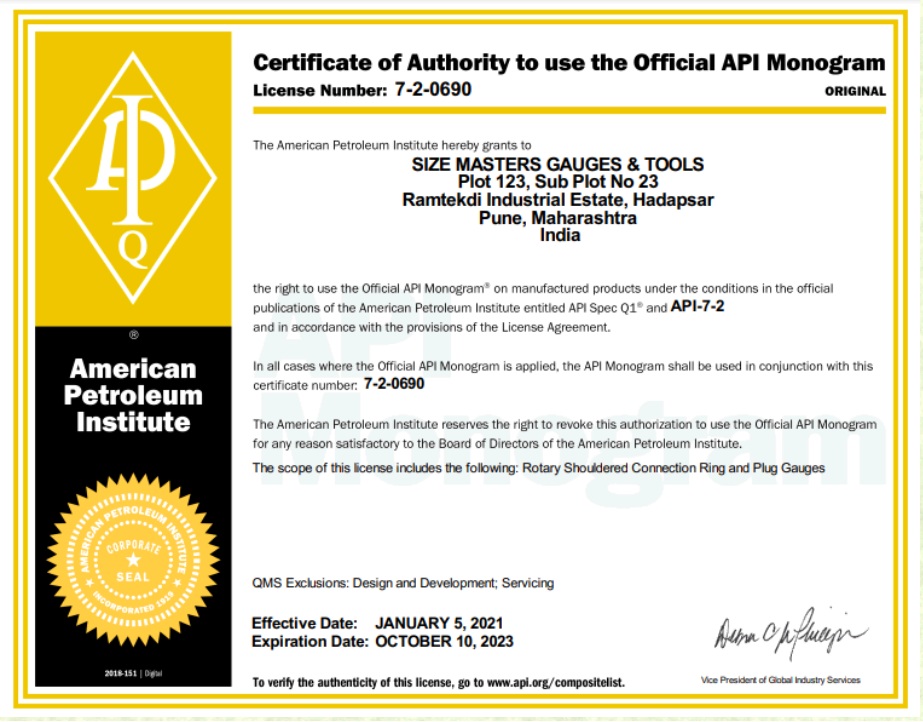 API 7-2 Certificate